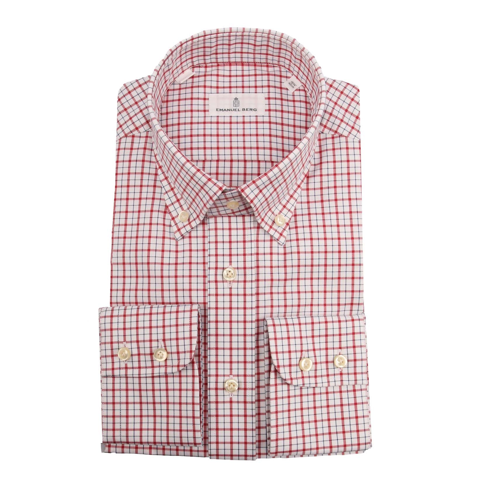 Kariertes Hemd mit Button-down-Kragen und 2-Knopf Manschette-Emanuel Berg-Conrad Hasselbach Shoes & Garment